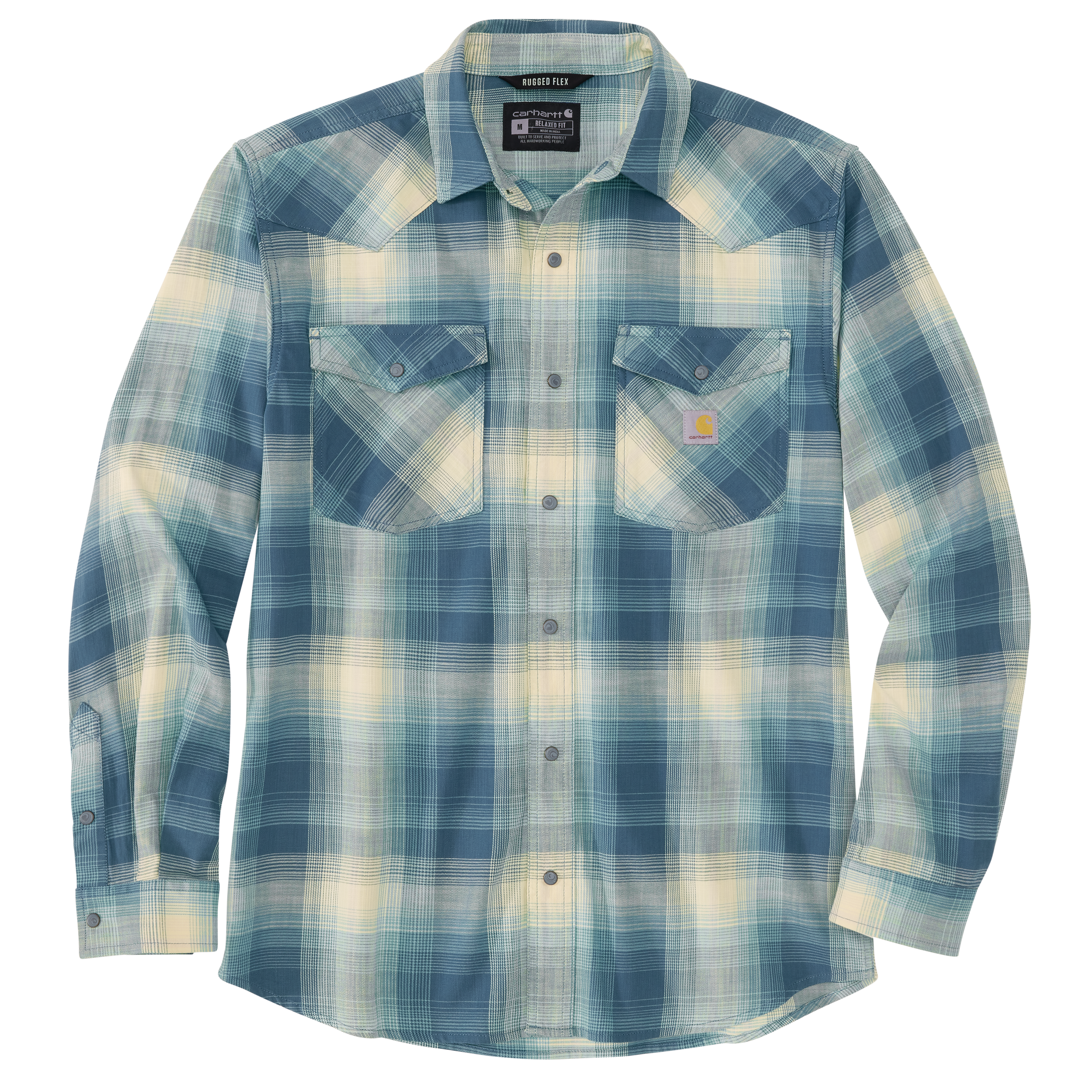 Picture of Carhartt 106756 Mens Montana Rugged Flex™ Relaxed Fit Lightweight Long-Sleeve Snap-Front Plaid Shirt