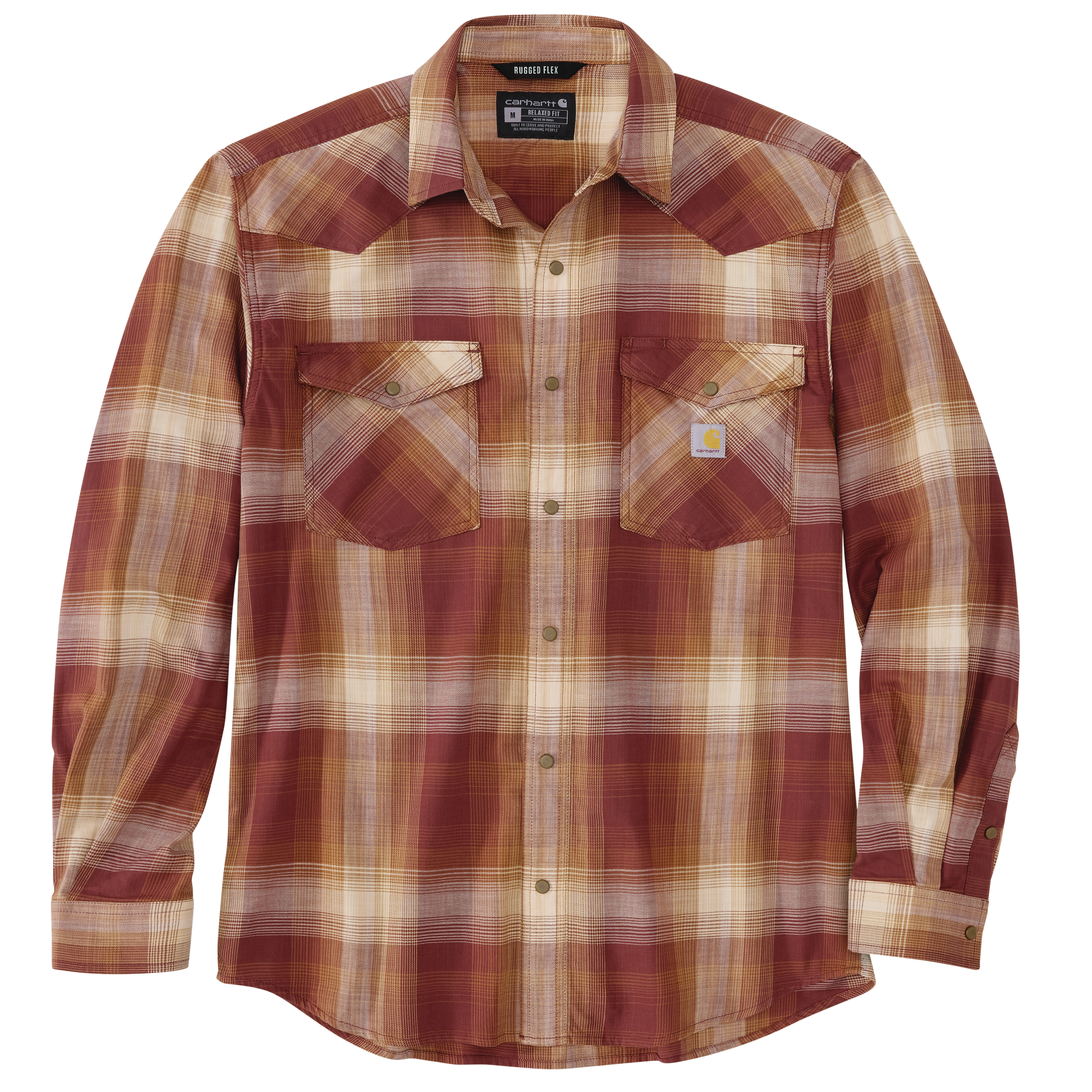 Picture of Carhartt 106756 Mens Montana Rugged Flex™ Relaxed Fit Lightweight Long-Sleeve Snap-Front Plaid Shirt