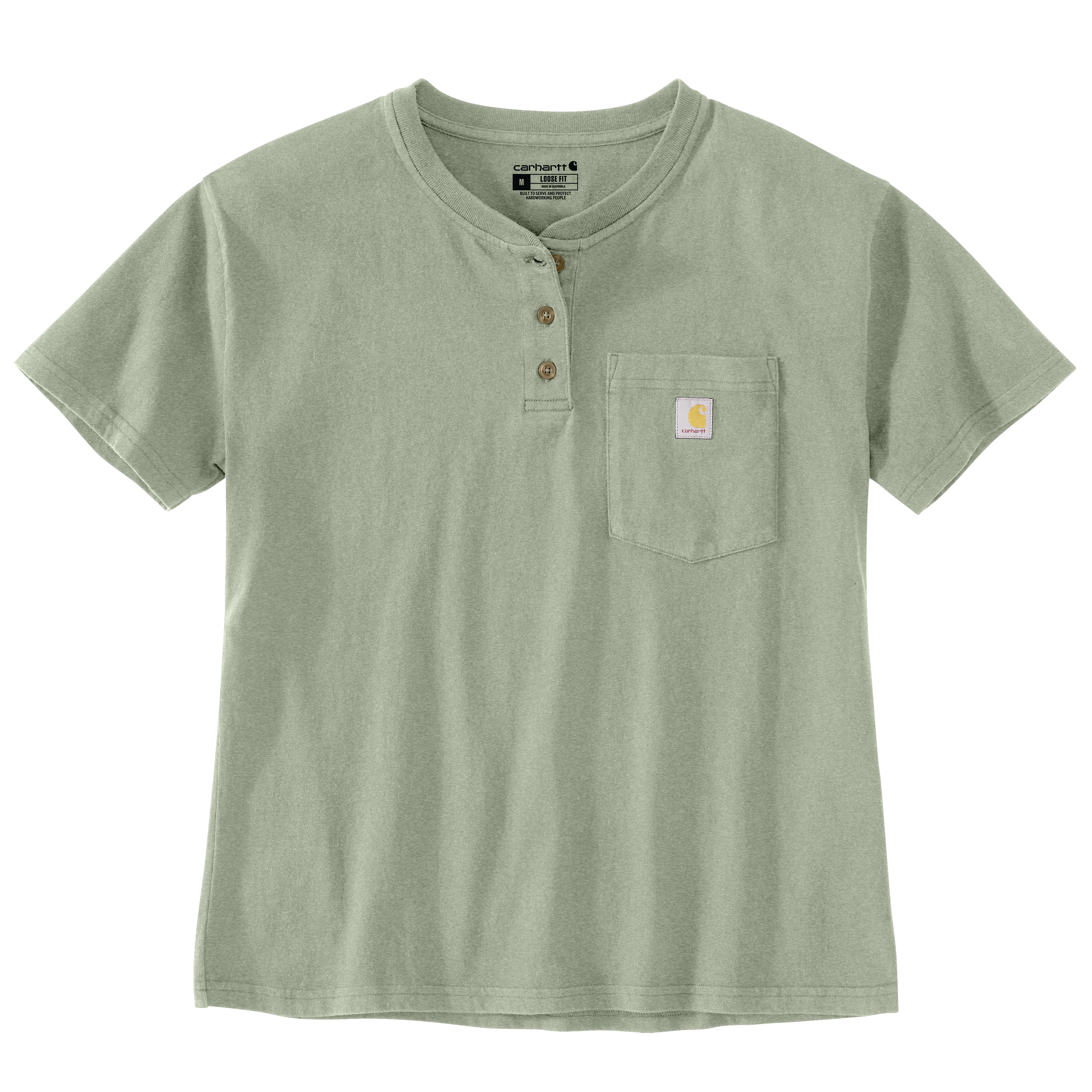 Picture of Carhartt 106813 Womens Loose Fit Short-Sleeve Heavyweight Henley T-Shirt