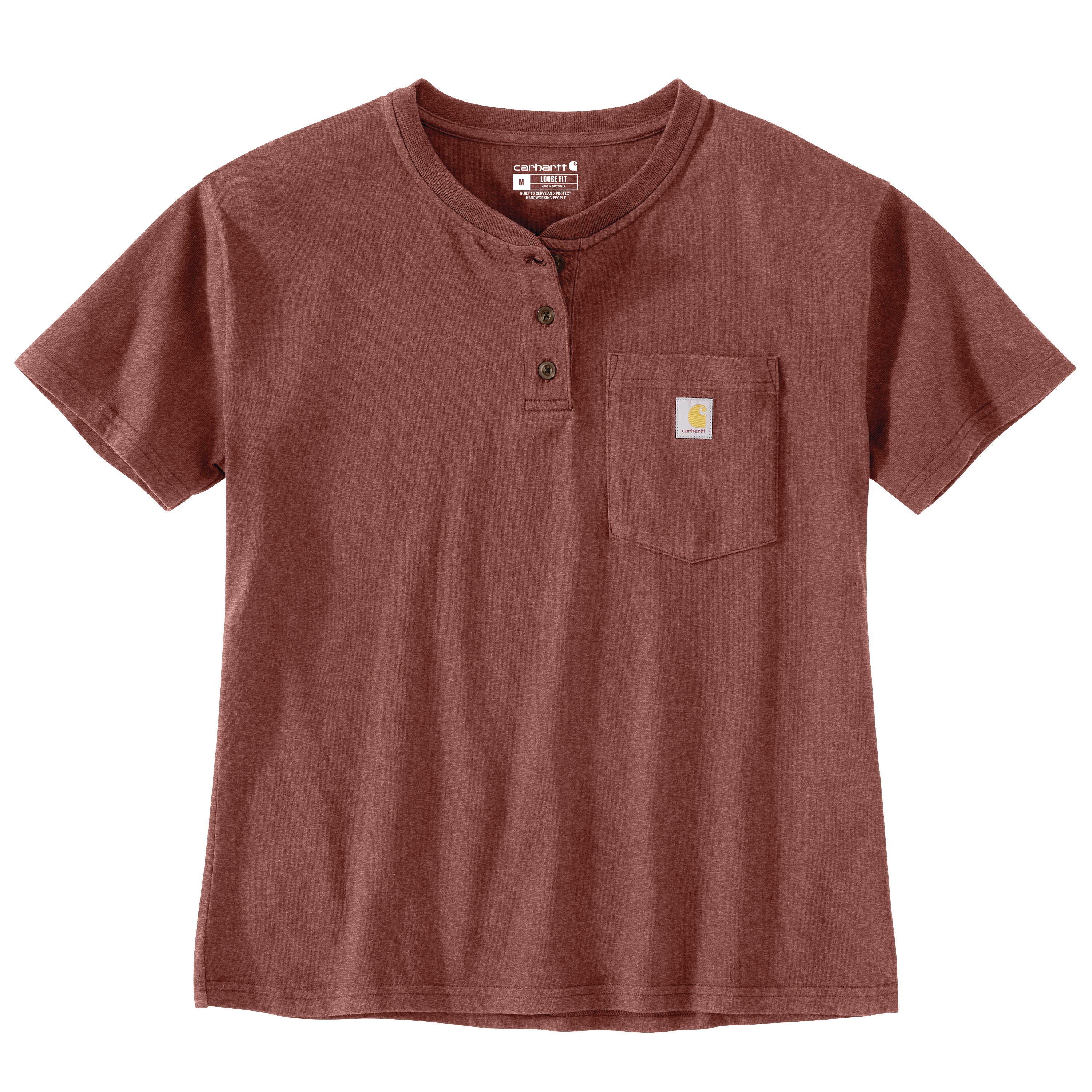 Picture of Carhartt 106813 Womens Loose Fit Short-Sleeve Heavyweight Henley T-Shirt