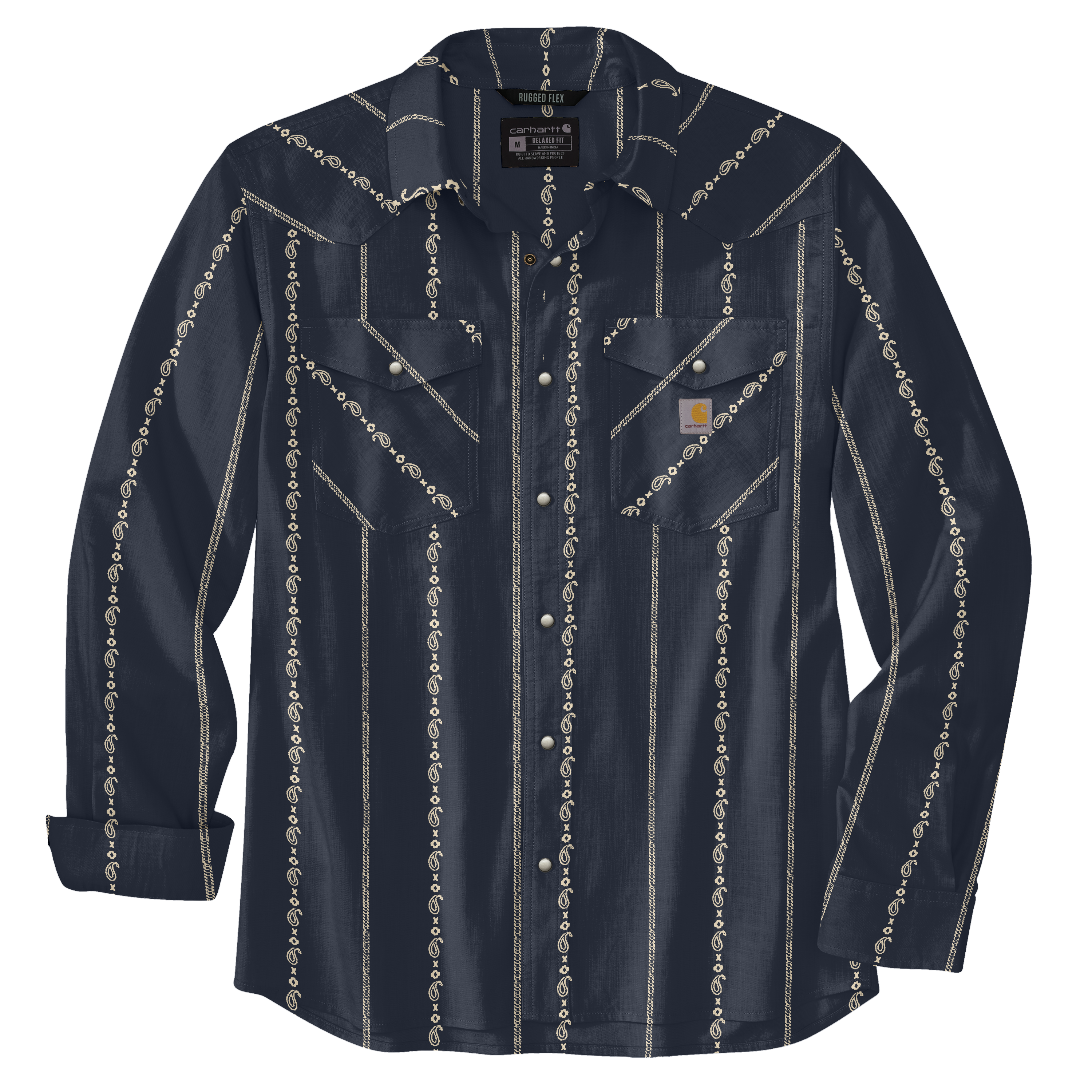Picture of Carhartt 106905 Mens Montana Rugged Flex™ Relaxed Fit Lightweight Long-Sleeve Snap-Front Print Shirt