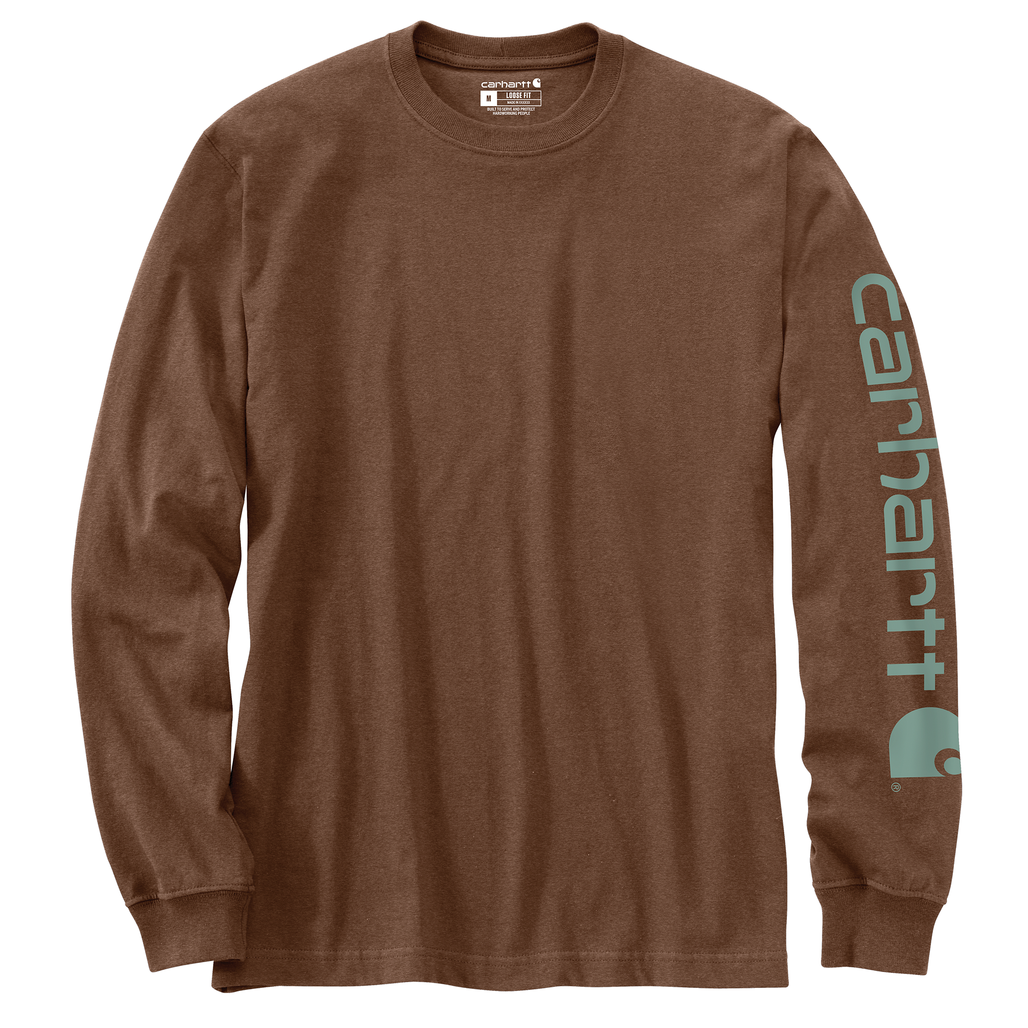 Picture of Carhartt K231 Mens Loose Fit Heavyweight Long-Sleeve Logo Sleeve Graphic T-Shirt