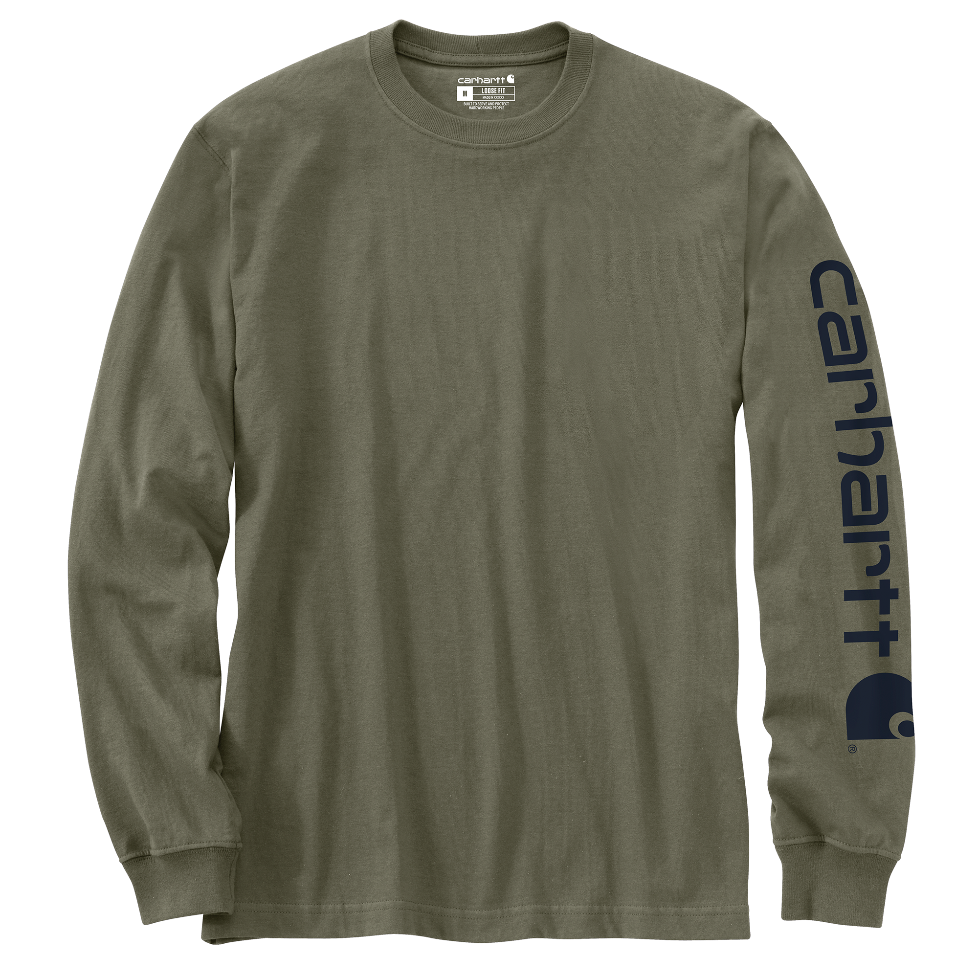 Picture of Carhartt K231 Mens Loose Fit Heavyweight Long-Sleeve Logo Sleeve Graphic T-Shirt
