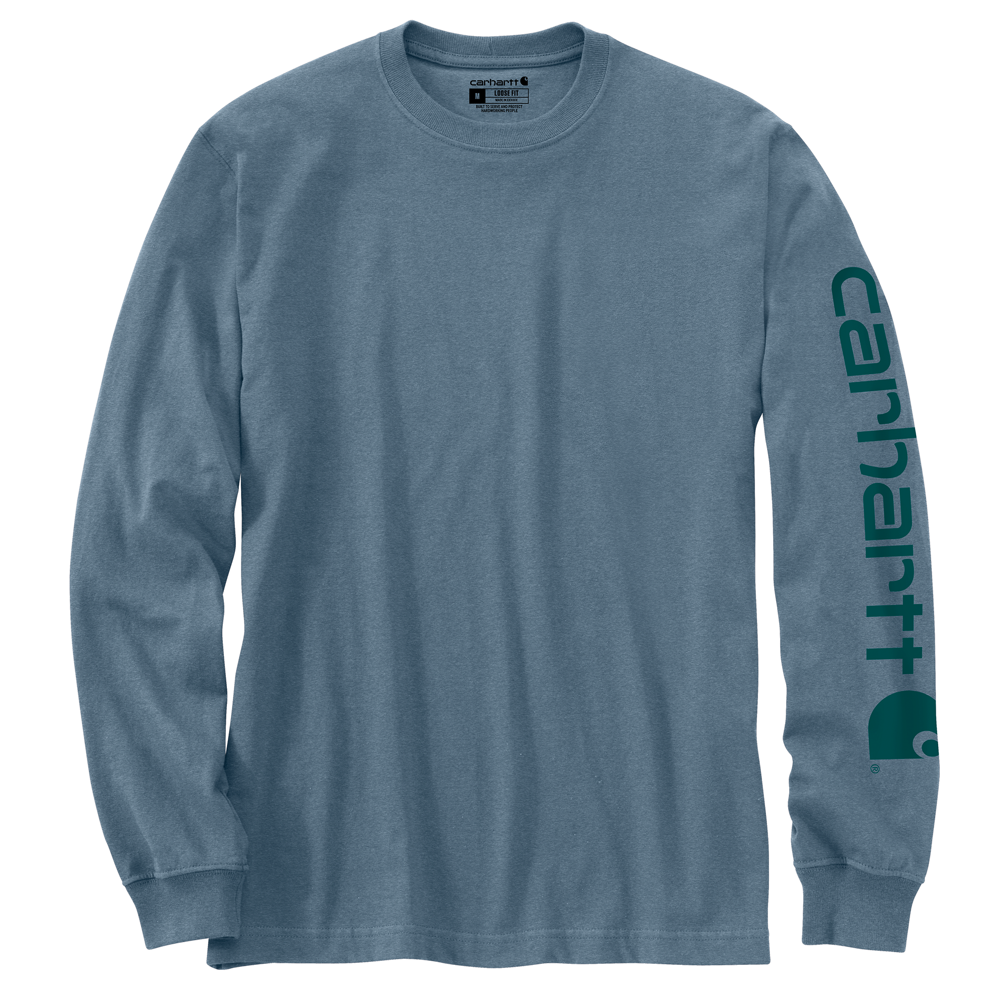 Picture of Carhartt K231 Mens Loose Fit Heavyweight Long-Sleeve Logo Sleeve Graphic T-Shirt