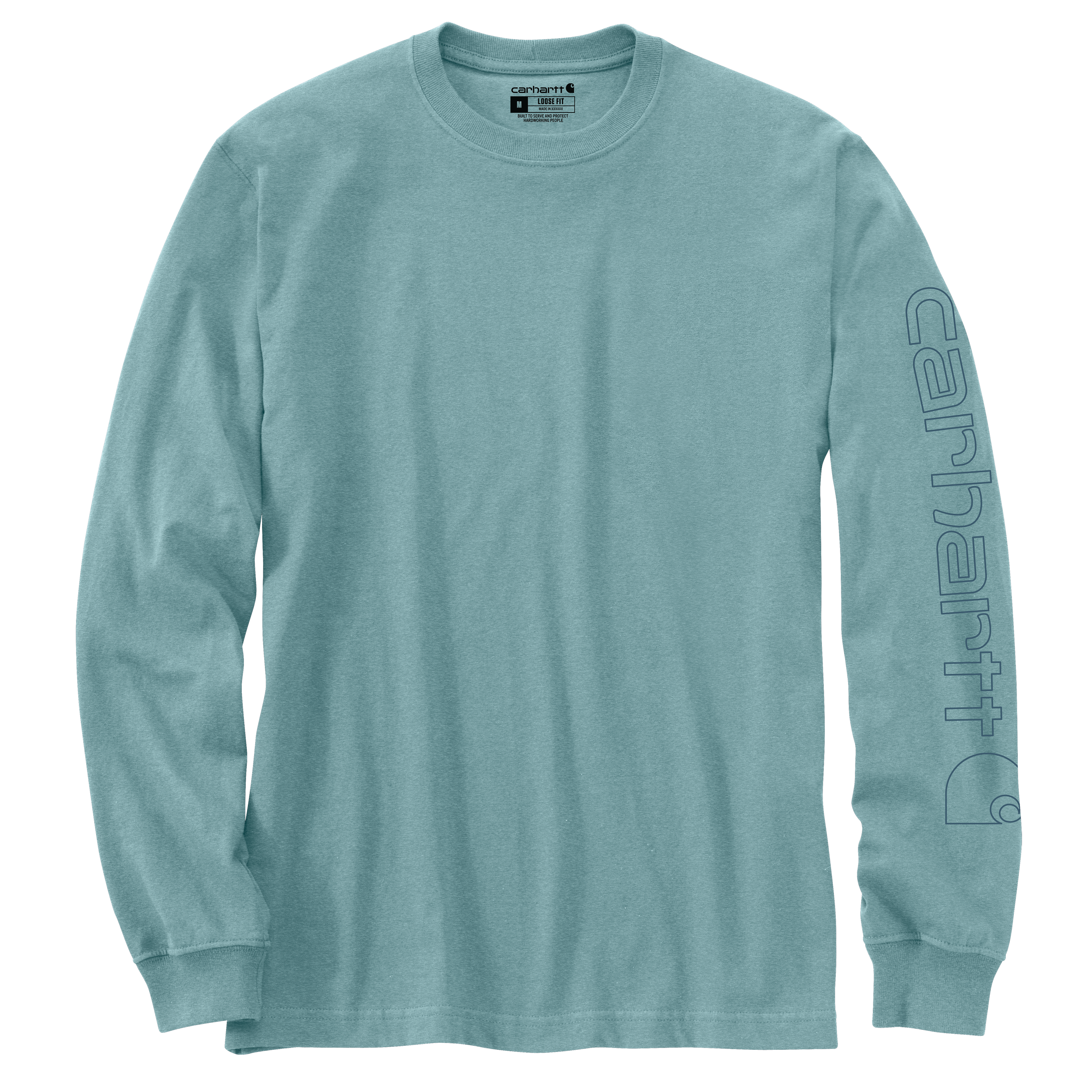 Picture of Carhartt K231 Mens Loose Fit Heavyweight Long-Sleeve Logo Sleeve Graphic T-Shirt