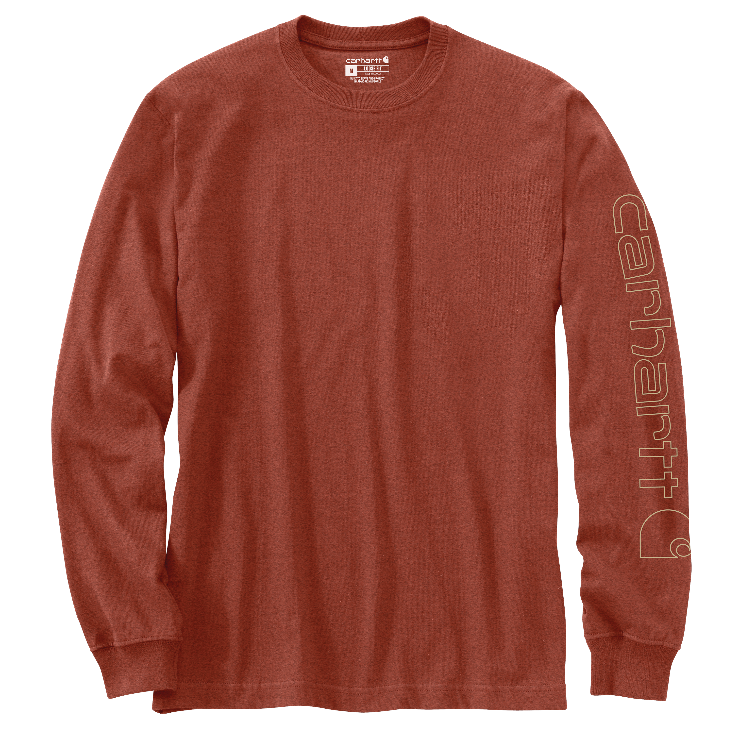 Picture of Carhartt K231 Mens Loose Fit Heavyweight Long-Sleeve Logo Sleeve Graphic T-Shirt
