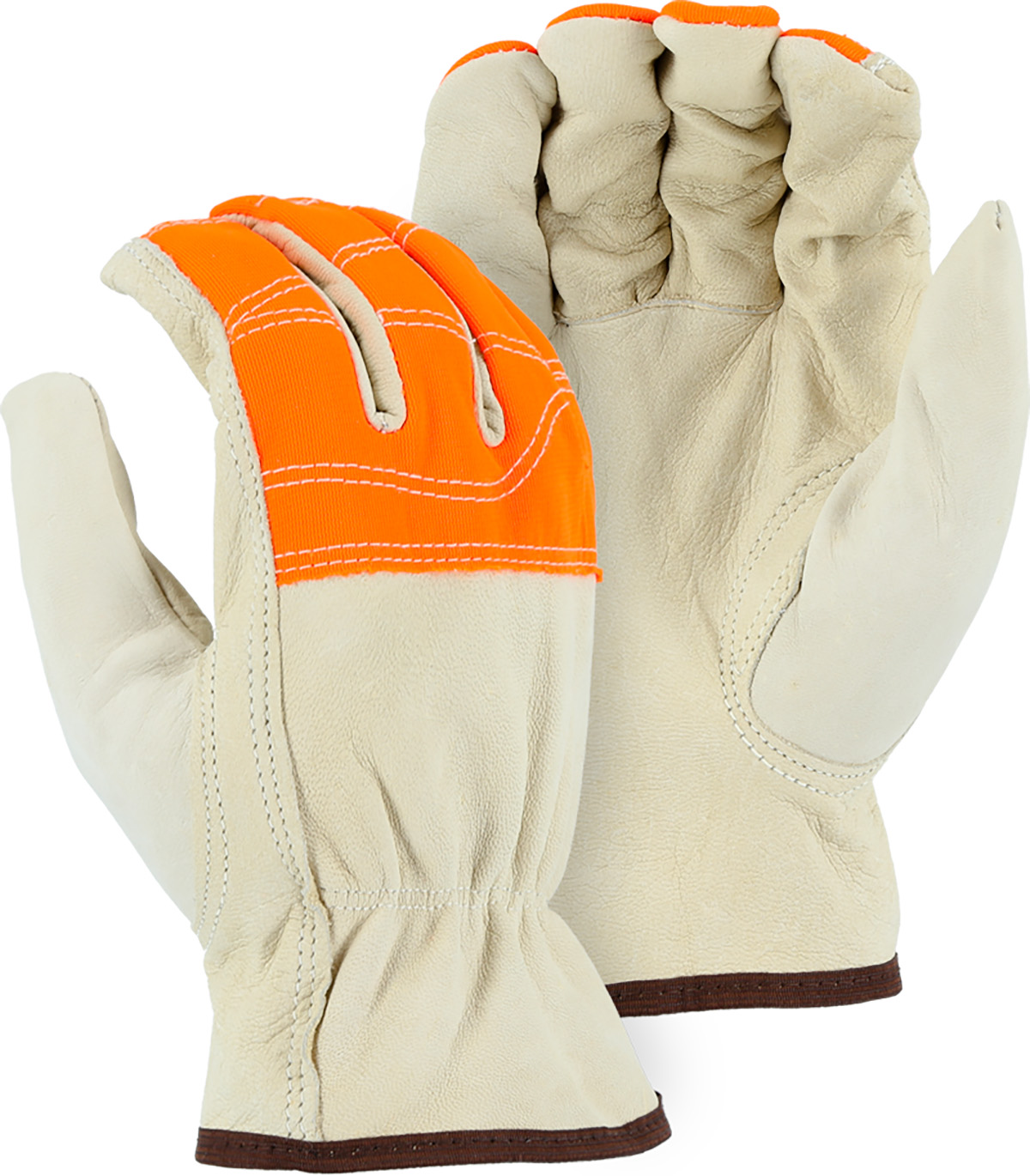 Picture of Majestic 1554HVO Goatskin Drivers Glove with Hi-Viz Cloth Fingers