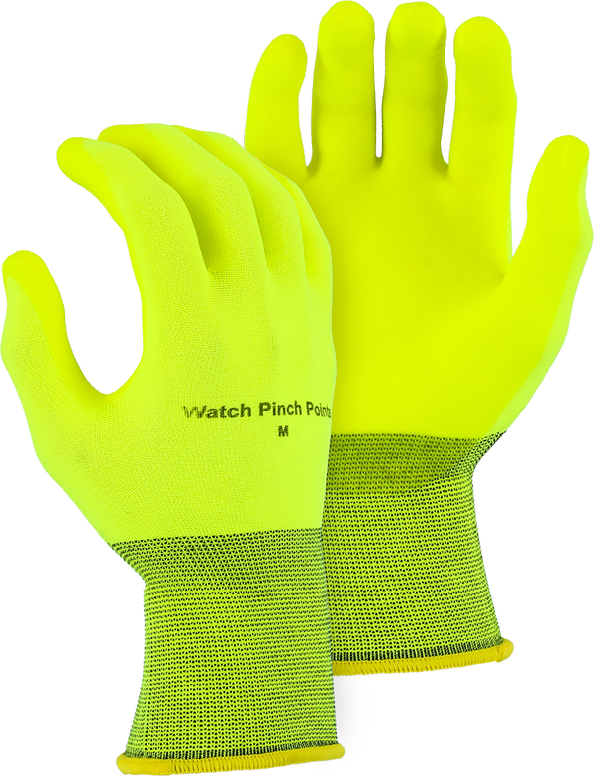 Picture of Majestic 3368HVY Hydropellent Palm Dipped Glove on 13-Gauge Hi-Vis