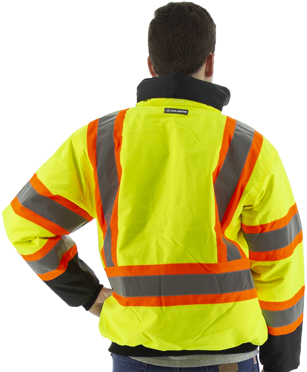 Picture of Majestic 75-1315 Hi Viz Waterproof Jacket w/ DOT Striping, Quilted Liner, ANSI 3