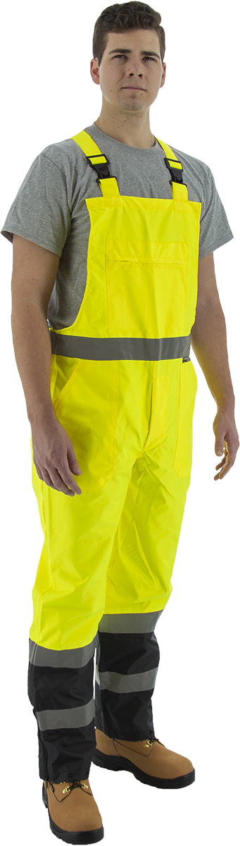 Picture of Majestic 75-2355 Hi-Viz Black Bottom Waterproof Bib Overall, ANSI E