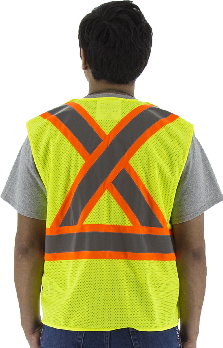 Picture of Majestic 75-3219 Hi-Viz Mesh Breakaway Vest w DOT Striping, ANSI 2