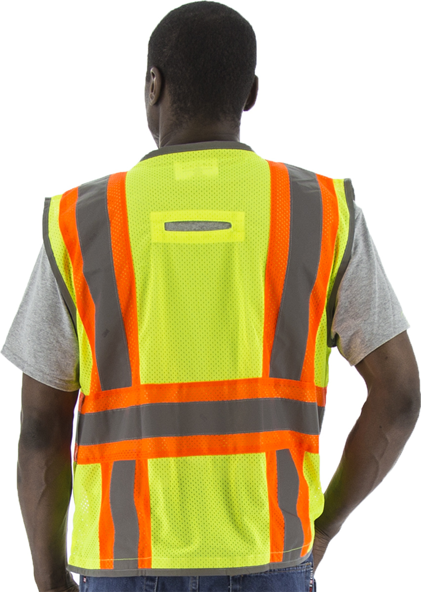 Picture of Majestic 75-3225 Hi-Viz Vest w DOT Striping and D-Ring Pass, ANSI 2
