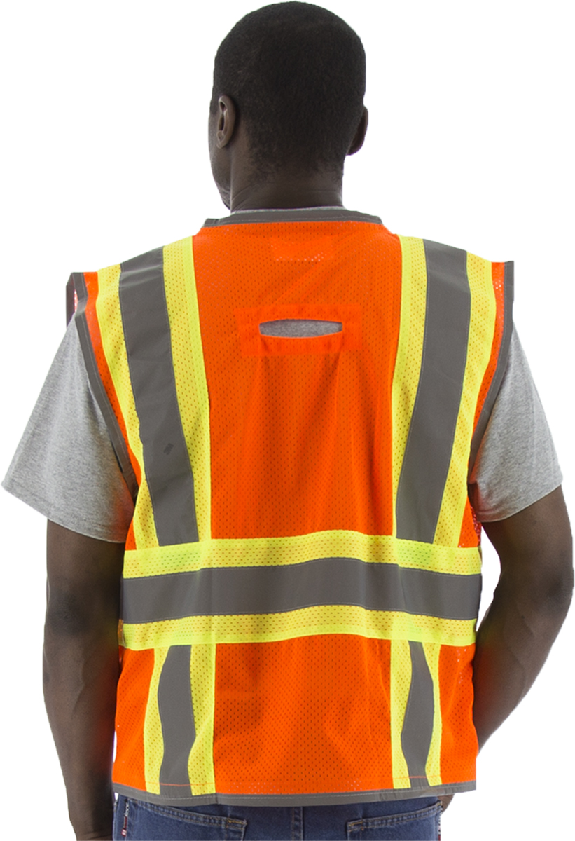 Picture of Majestic 75-3226 Hi-Viz Vest w DOT Striping and D-Ring Pass, ANSI 2