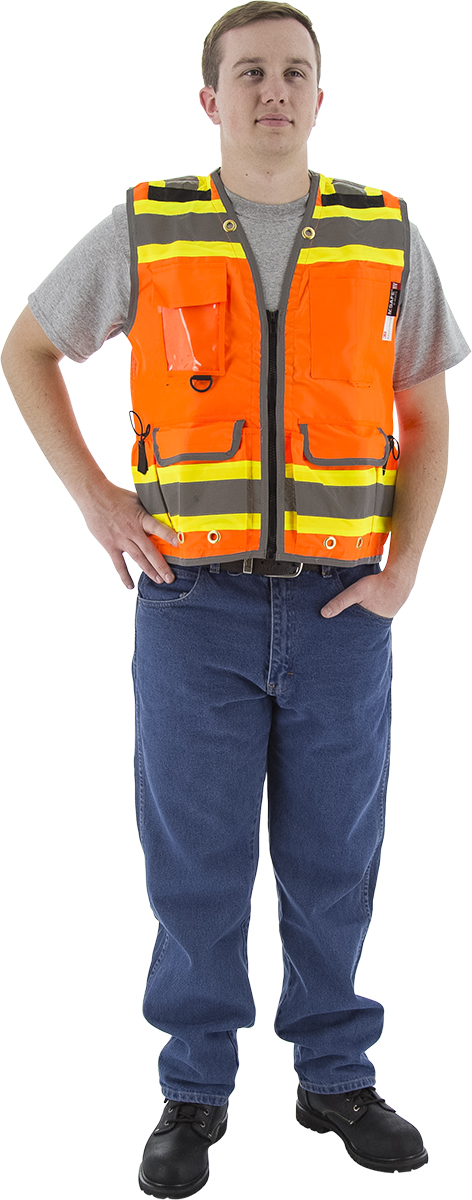 Picture of Majestic 75-3236 Hi-Viz Heavy Duty Vest w DOT Striping, ANSI 2