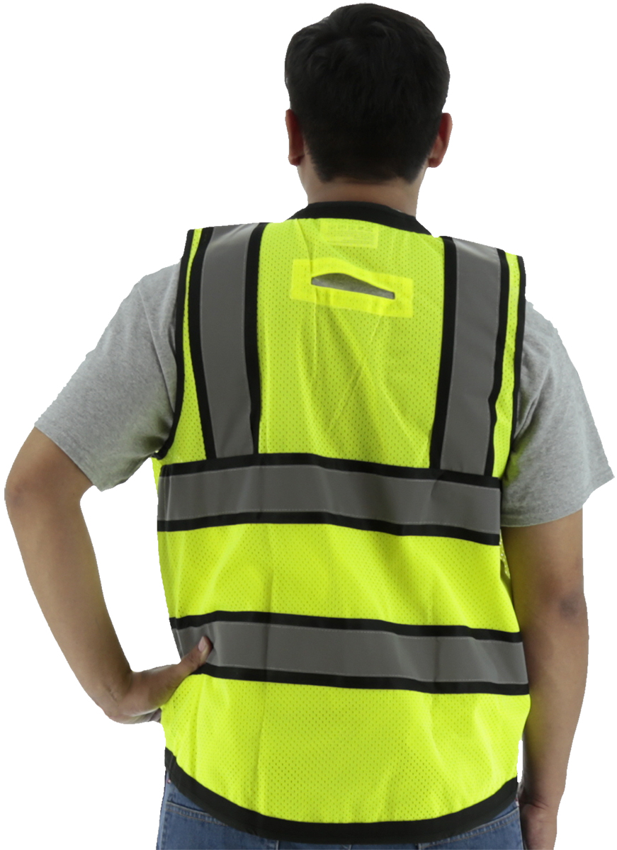 Picture of Majestic 75-3237 Hi Viz Heavy Duty Surveyor's Vest with Contrasting Stripes, ANSI 2