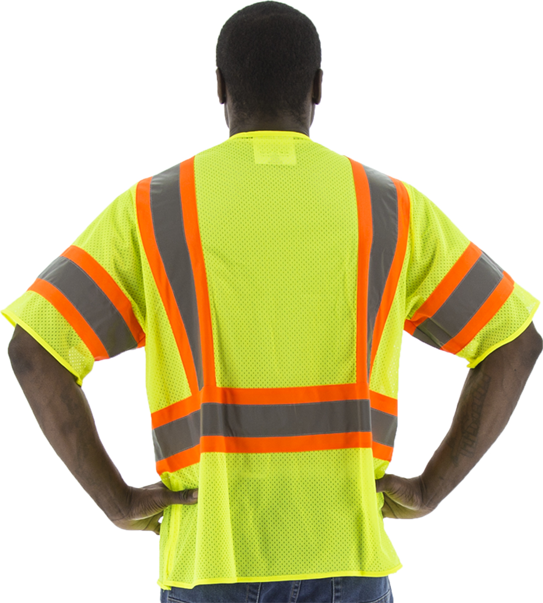 Picture of Majestic 75-3301 Hi-Viz Mesh Vest with DOT Striping, ANSI 3