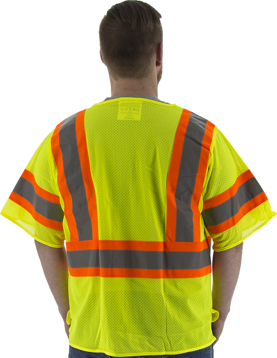 Picture of Majestic 75-3305 Hi-Viz Mesh Breakaway Vest w DOT Striping, ANSI 3