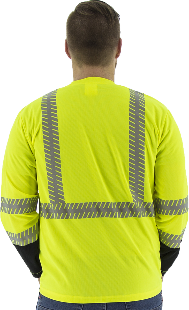 Picture of Majestic 75-5257 Hi-Viz shirt with reflective chainsaw Striping, ANSI 2