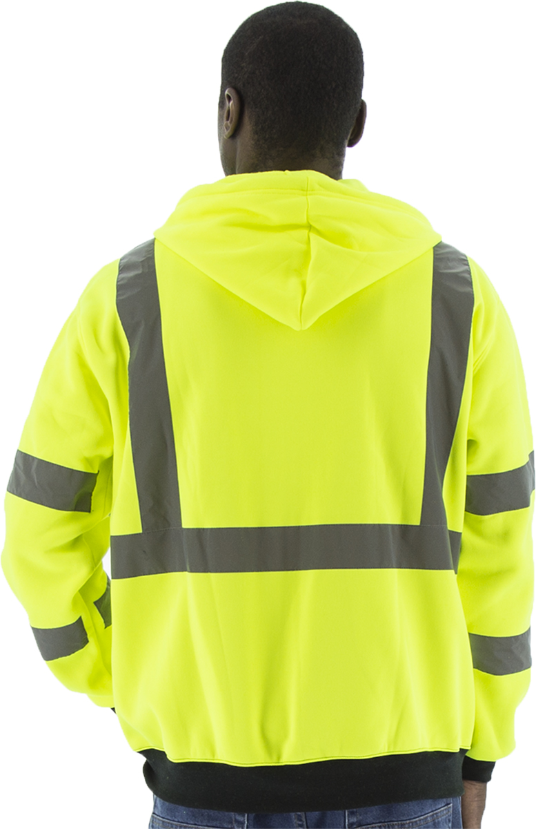 Picture of Majestic 75-5323 Hi-Viz Hooded Sweatshirt with Zipper Closure, ANSI 3