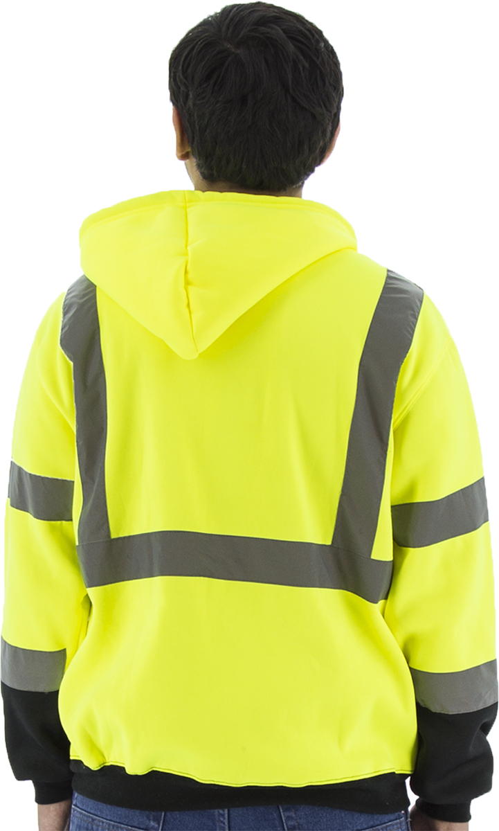 Picture of Majestic 75-5325 Hi-Viz Hooded Sweatshirt with Zipper Closure, ANSI 3