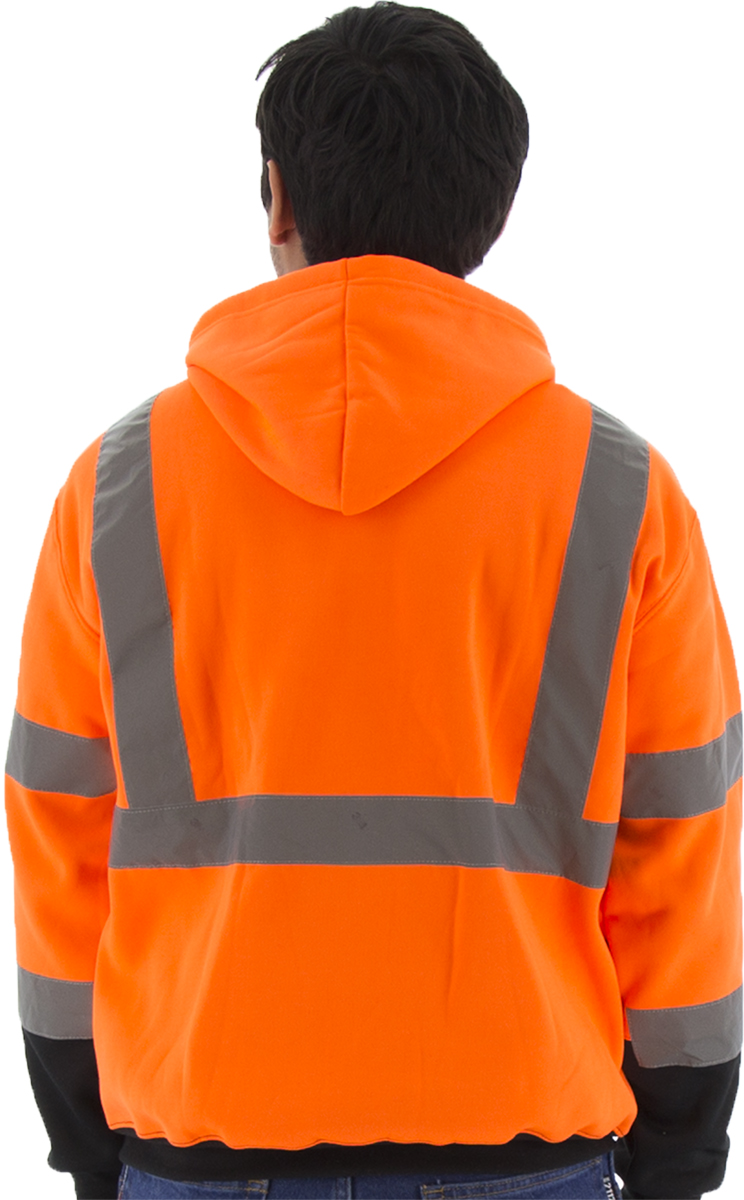 Picture of Majestic 75-5326 Hi-Viz Hooded Sweatshirt with Zipper Closure, ANSI 3