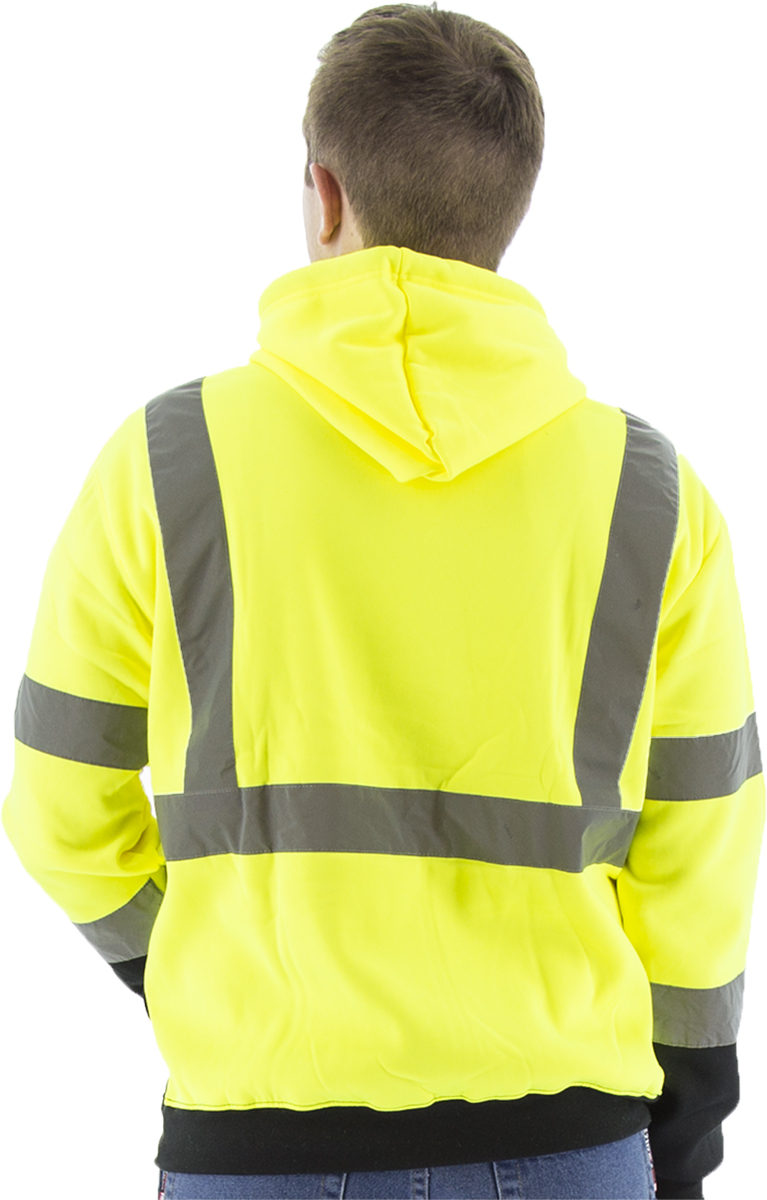 Picture of Majestic 75-5327 Hi-Viz Hooded Pullover Sweatshirt, ANSI 3