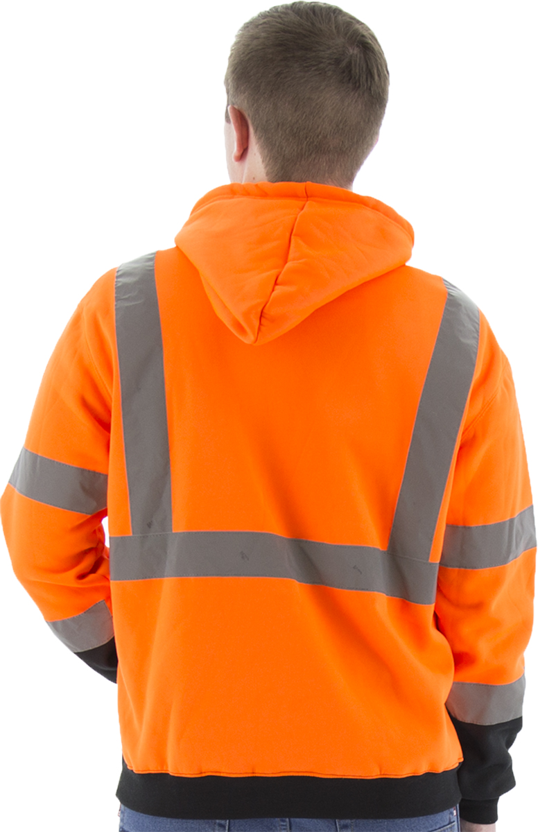 Picture of Majestic 75-5328 Hi-Viz Hooded Pullover Sweatshirt, ANSI 3