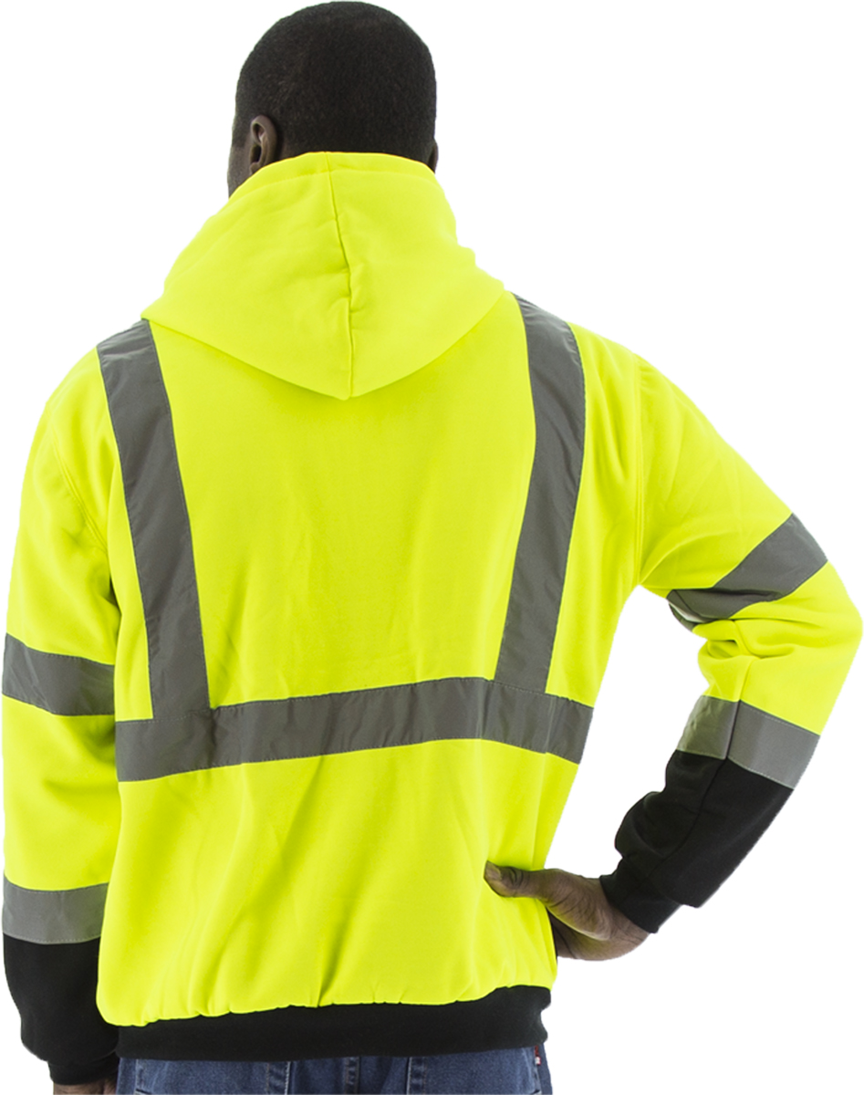 Picture of Majestic 75-5331 Hi-Viz Hooded Sweatshirt with TEFLON®, ANSI 3