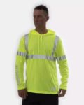 Picture of CAT 1510567 ANSI HI-VIS UPF HOODED BANNER L/S TEE