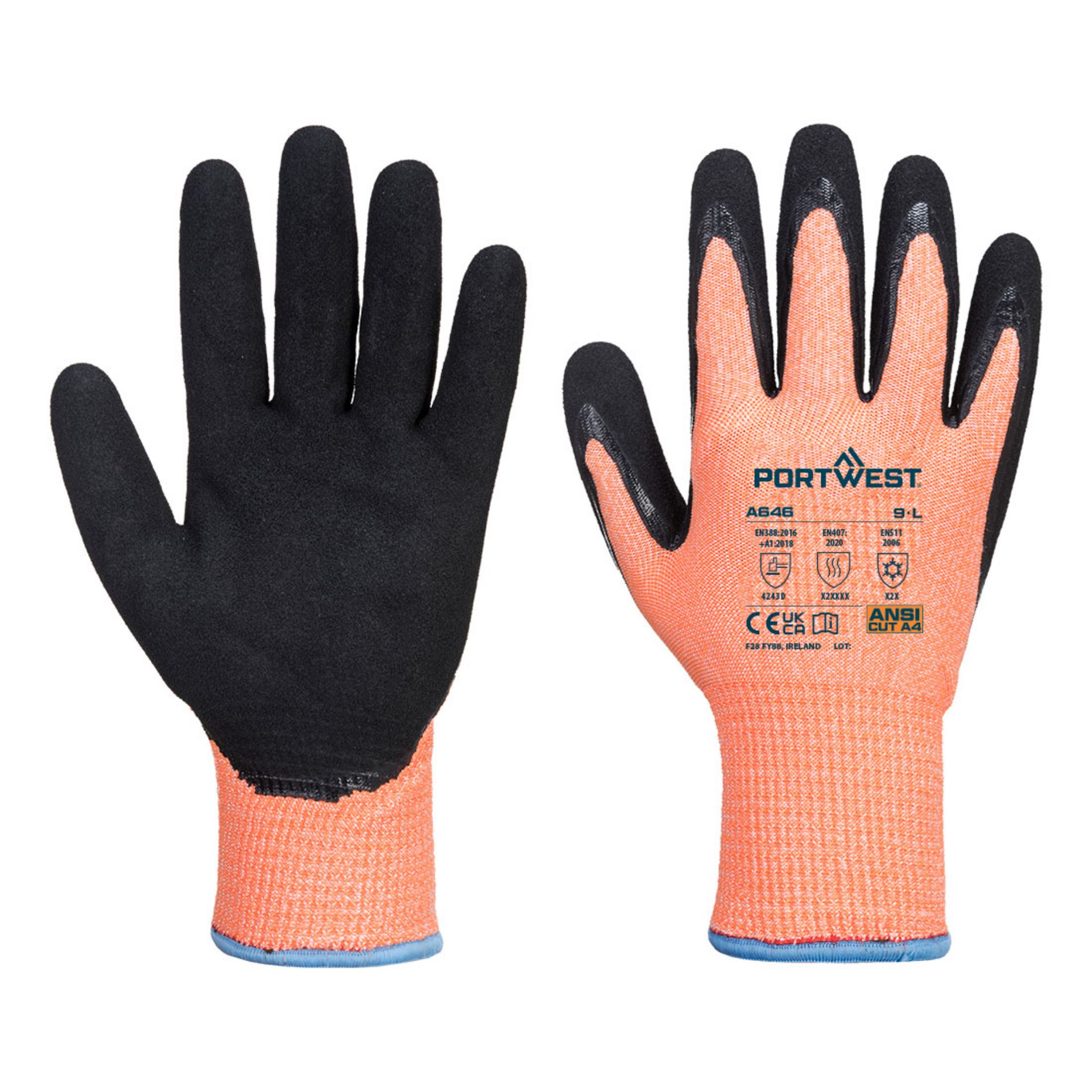 Picture of Portwest A646 Vis-Tex Winter HR Cut Glove Nitrile