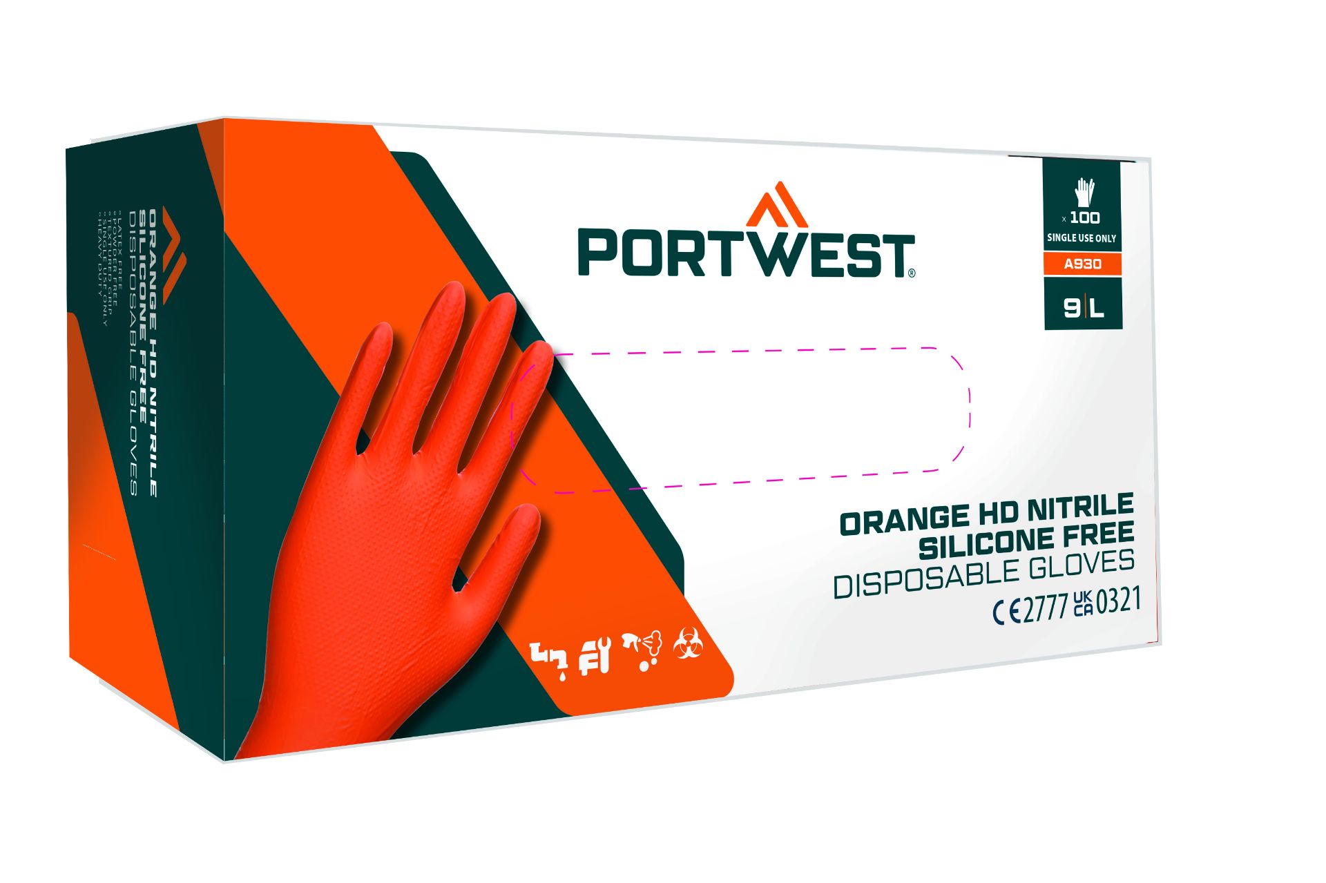 Picture of Portwest A930 Portwest Orange HD Disposable Gloves