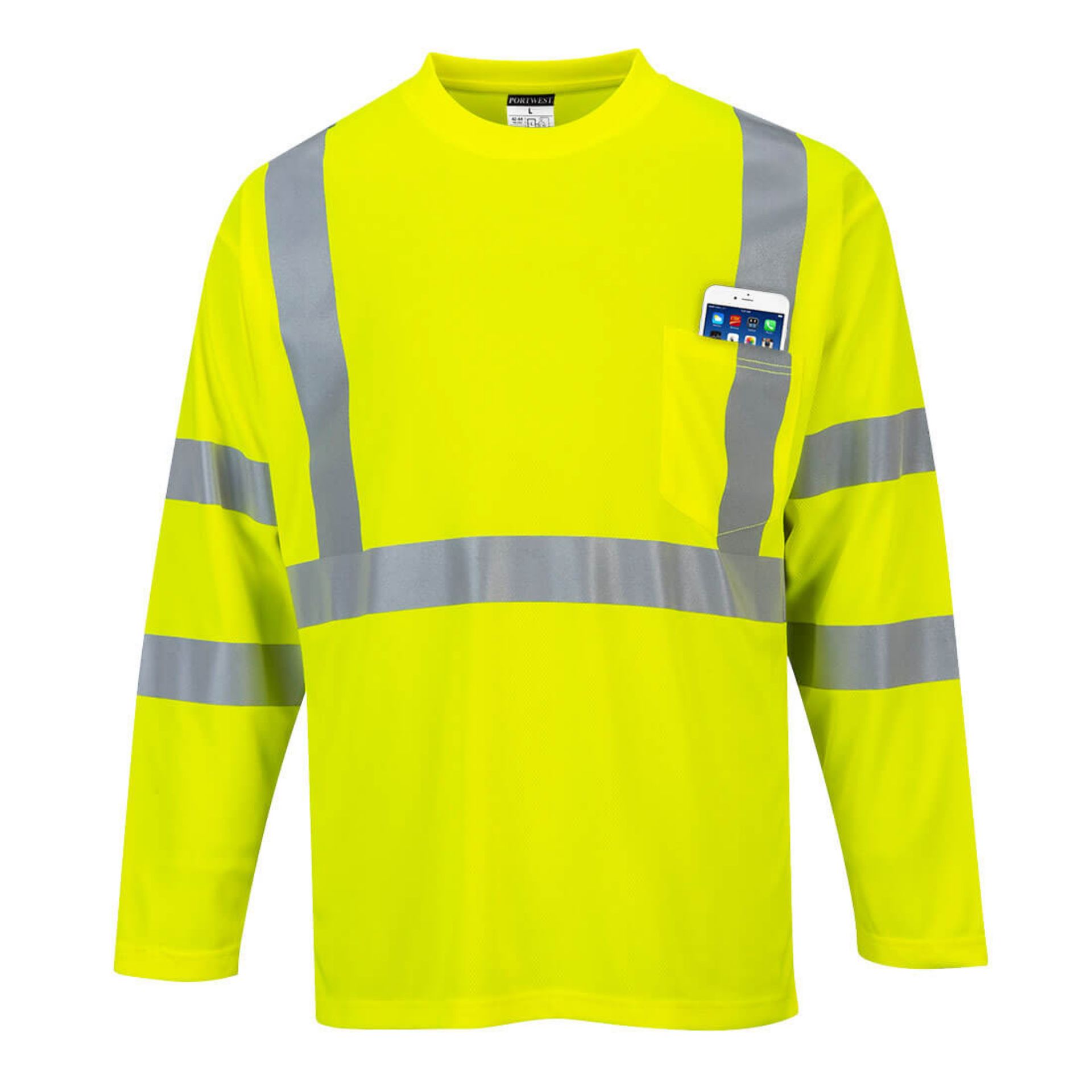 Picture of Portwest S191 Hi-Vis Long Sleeve Pocket T-Shirt