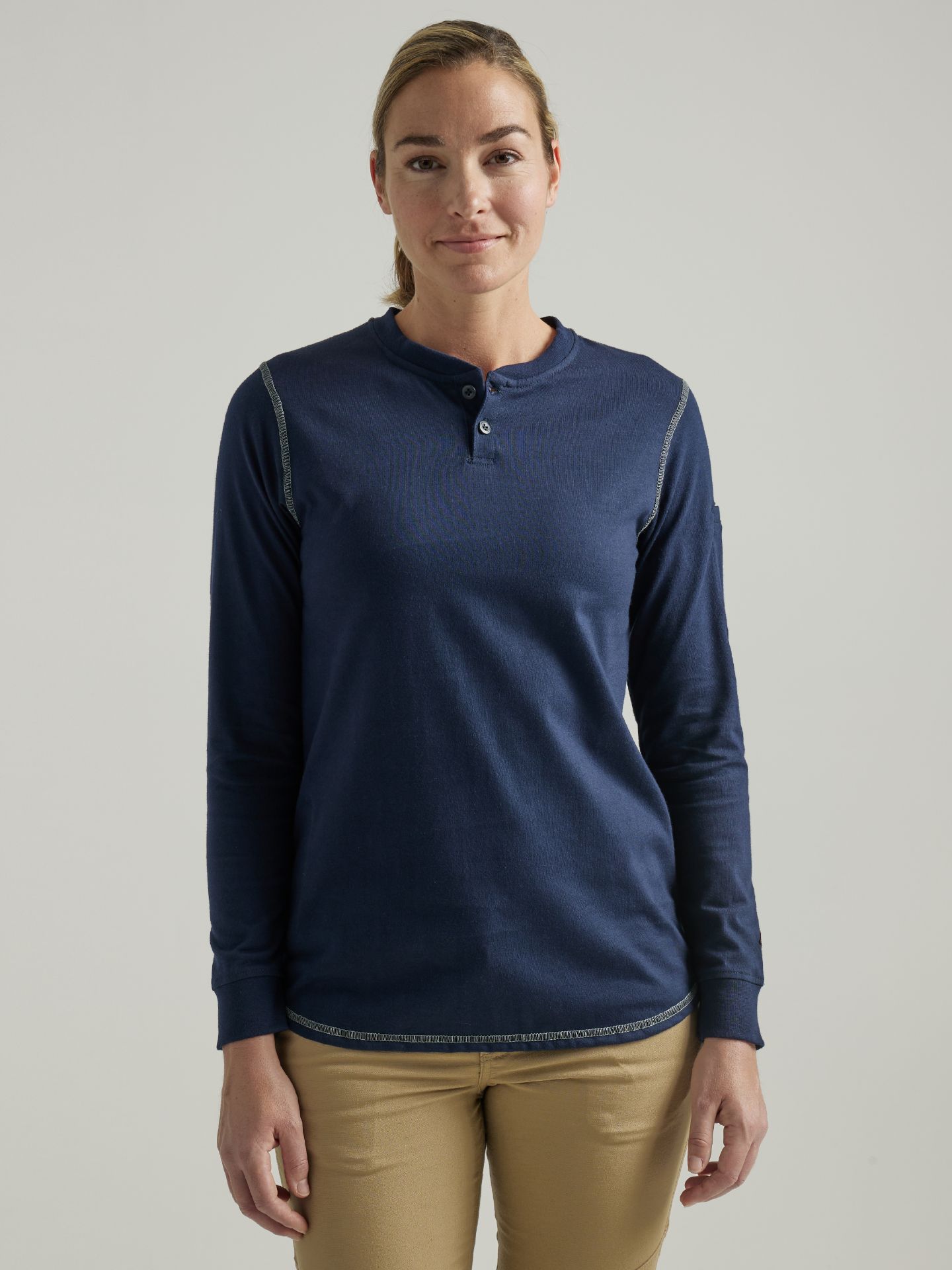 Picture of Wrangler 112335511 Womens FR Flame Resistant Long Sleeve Henley