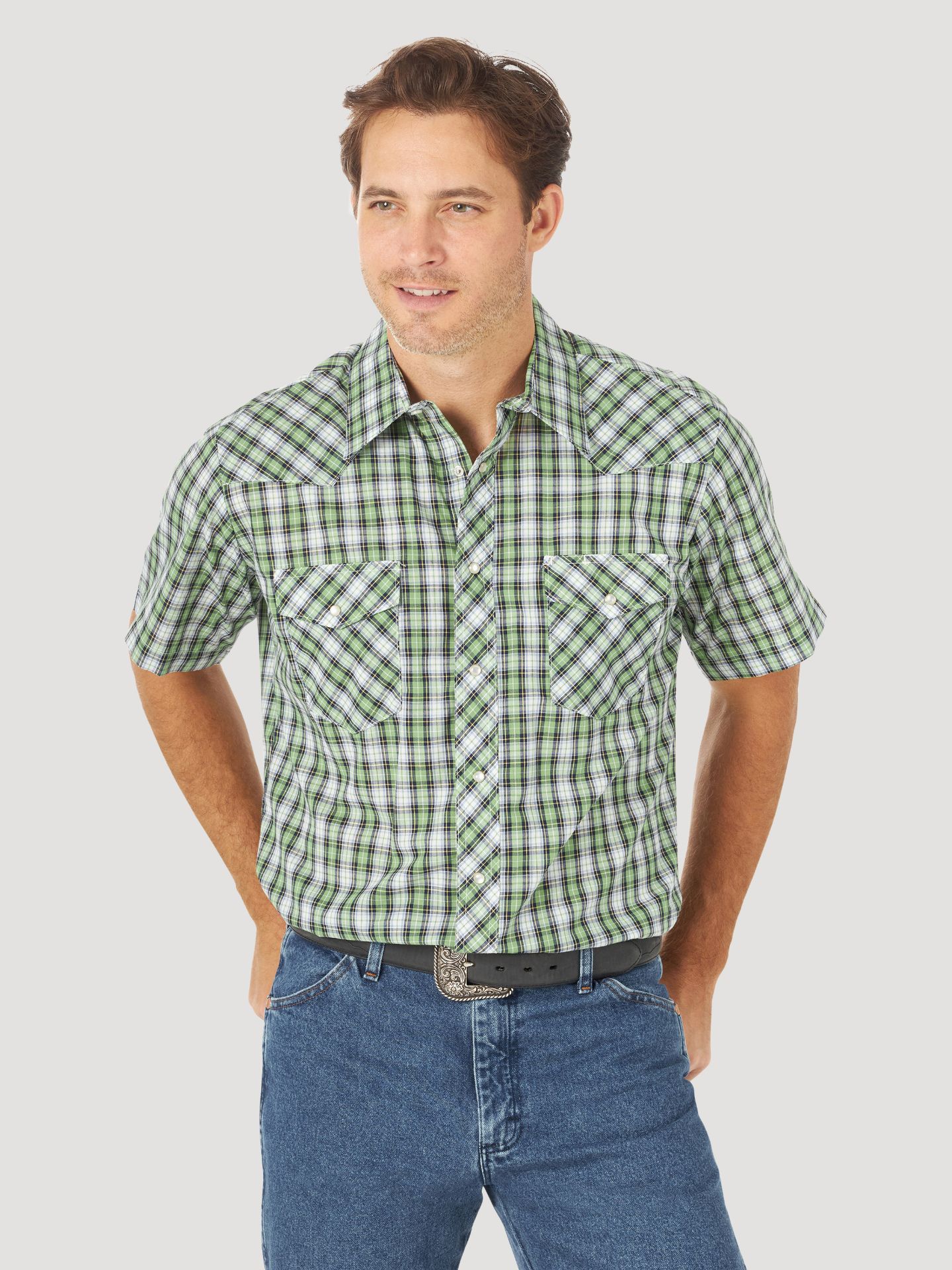 Picture of Wrangler 76204 Sport Western Snap Shirt - Short Sleeves (Regular Sizes)