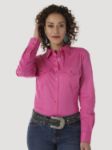 Picture of Wrangler LW1003K Pink Long Sleeve Solid Shirt