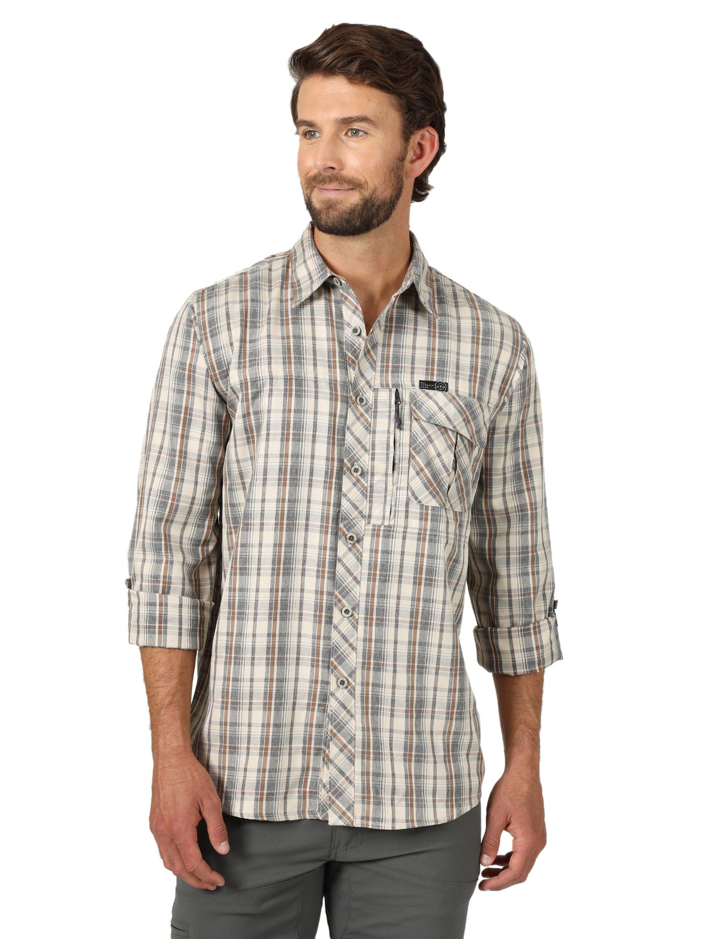 Picture of Wrangler NSP93 Wrangler Outdoor Heathered Plaid Utility Shirt