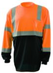 Picture of Occunomix LUX-LSETPBK LONG SLEEVE BLACK BOTTOM WICKING BIRDSEYE T-SHIRT w/POCKET