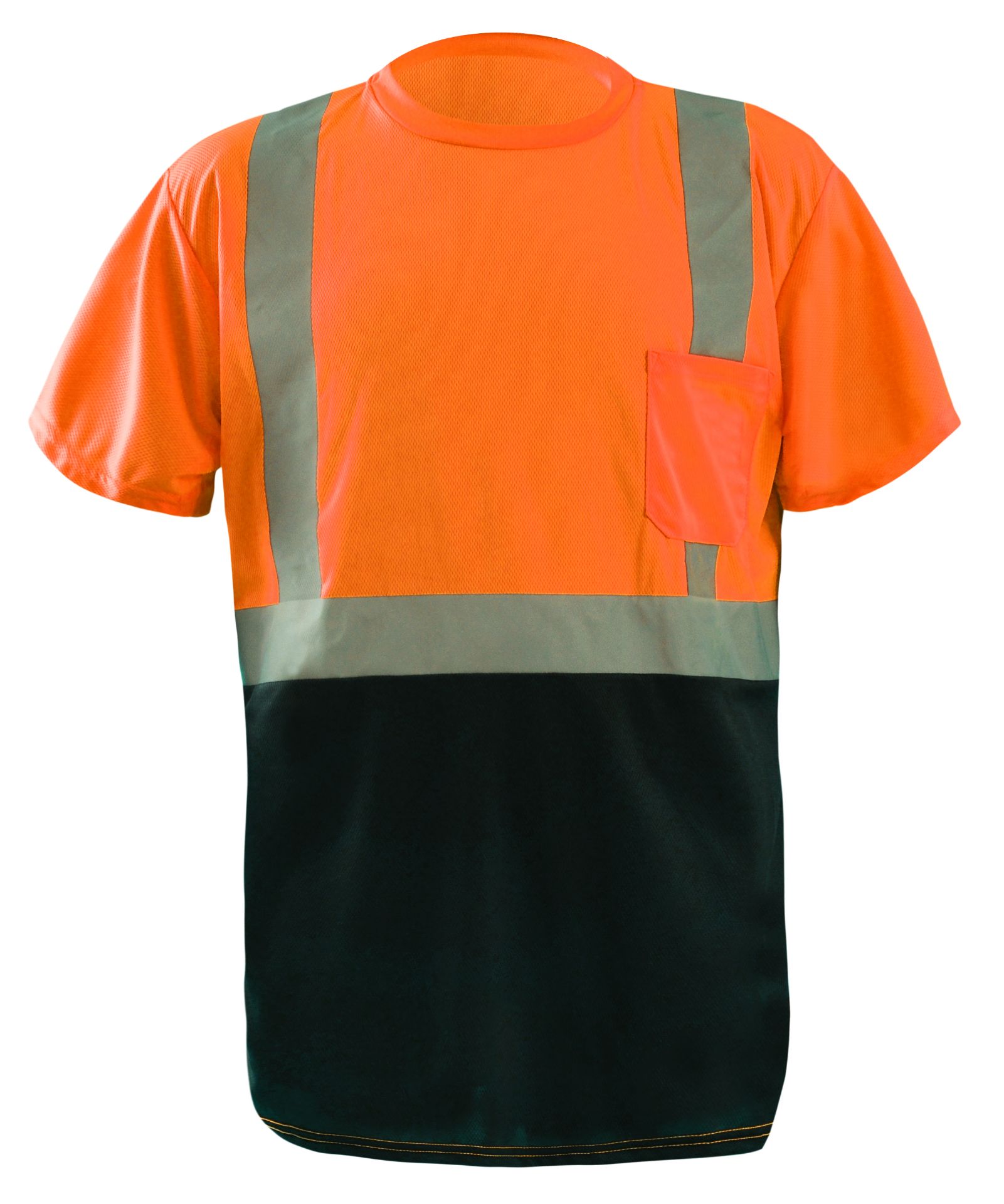 Picture of Occunomix LUX-SSETPBK SHORT SLEEVE BLACK BOTTOM WICKING BIRDSEYE T-SHIRT w/POCKET