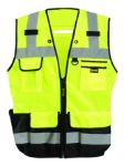 Picture of Occunomix LUX-HDSBK SOLID/MESH HEAVY DUTY BLACK BOTTOM SURVEYOR VEST w/ZIPPER