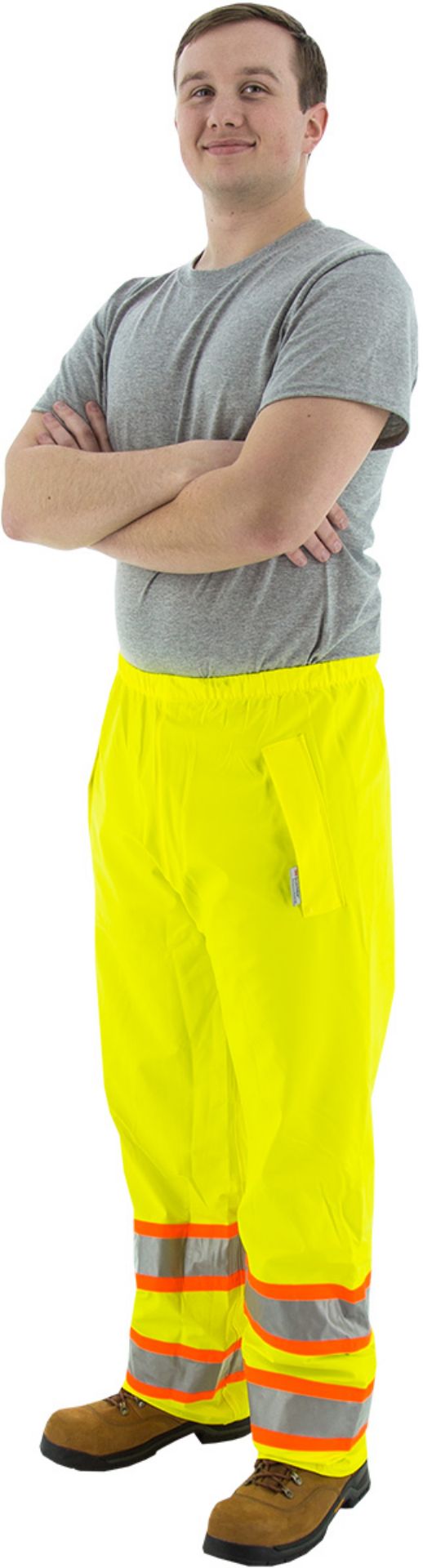 Picture of Majestic 75-7351 Hi-Viz Waterproof Rain Pants w DOT Striping, ANSI E