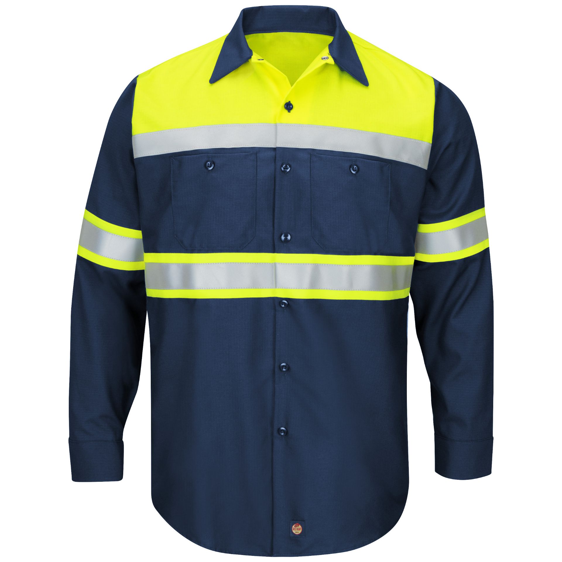 Picture of Red Kap® SY70-HV-TOC1 Hi-Visibility Long Sleeve Color Block Ripstop Work Shirt - Type O, Class 1
