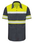 Picture of Red Kap® SY80-HV-TOC1 Men's Hi-Visibility Short Sleeve Color Block Ripstop Work Shirt - Type O, Class 1