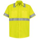 Picture of Red Kap® SS24-HV-TRC2 Men's Hi-Visibility Yellow Short Sleeve Work Shirt - Type R, Class 2
