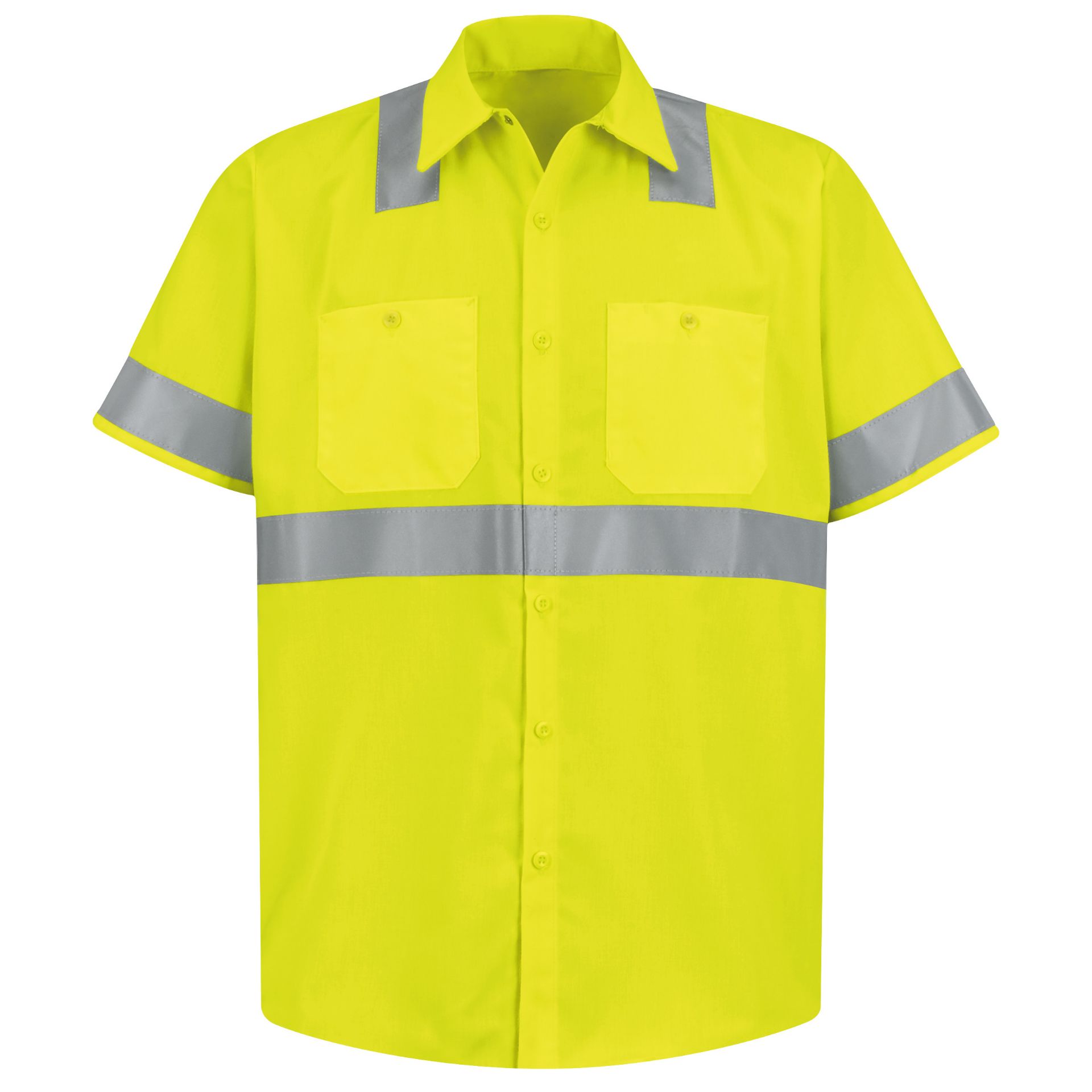 Picture of Red Kap® SS24-HV-TRC2 Men's Hi-Visibility Yellow Short Sleeve Work Shirt - Type R, Class 2