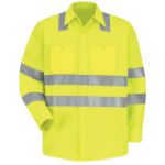 Picture of Red Kap® SS14-HV-TRC3 Men's Hi-Visibility Long Sleeve Work Shirt - Type R, Class 3