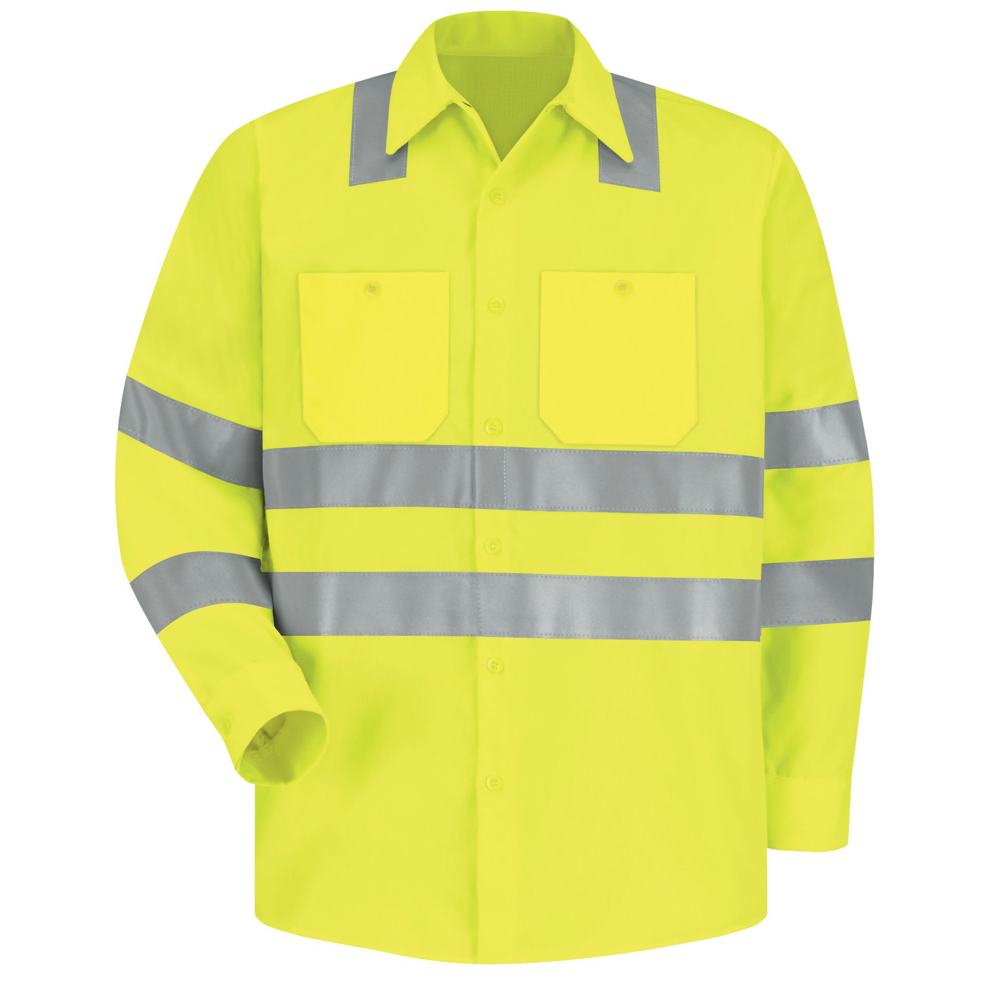 Picture of Red Kap® SS14-HV-TRC3 Men's Hi-Visibility Long Sleeve Work Shirt - Type R, Class 3