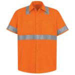 Picture of Red Kap® SS24-HV-C2L2 Men's Hi-Visibility Orange Short Sleeve Work Shirt - Type R, Class 2