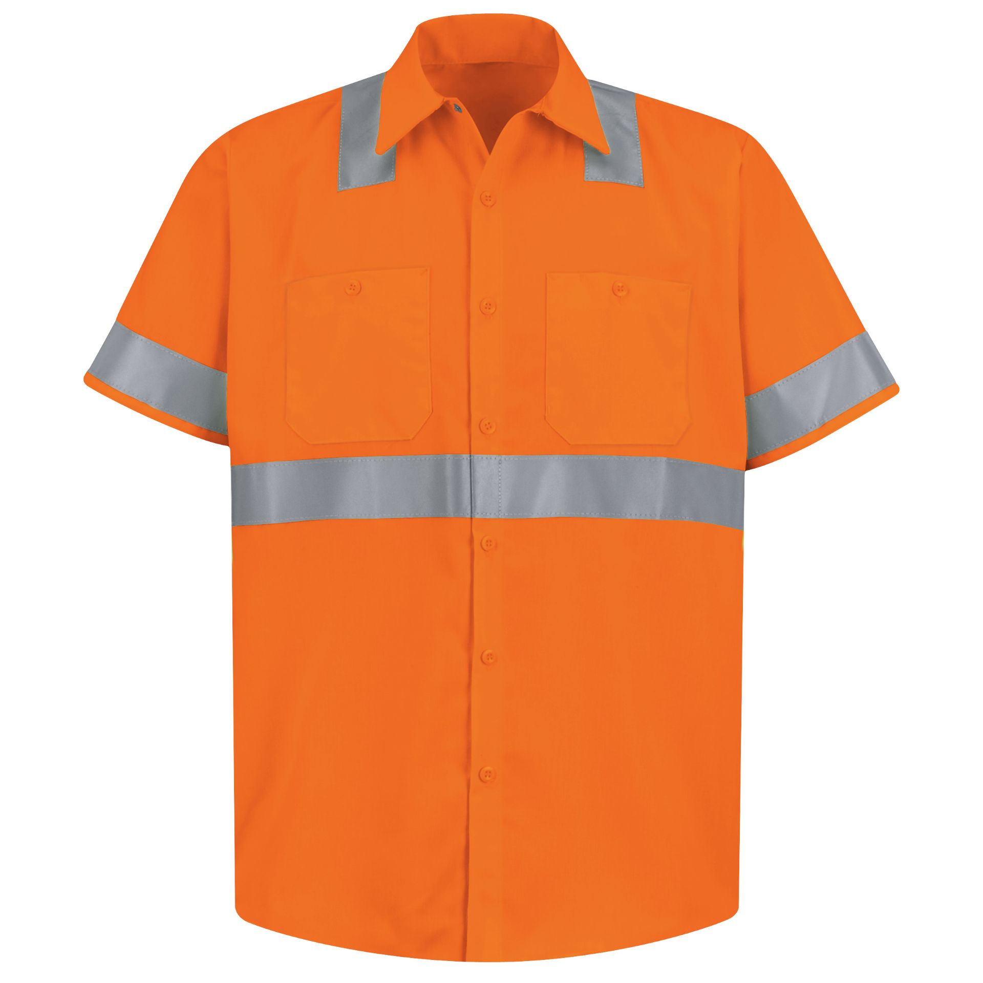 Picture of Red Kap® SS24-HV-C2L2 Men's Hi-Visibility Orange Short Sleeve Work Shirt - Type R, Class 2