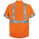 Picture of Red Kap® SS24-HV-C2L2 Men's Hi-Visibility Orange Short Sleeve Work Shirt - Type R, Class 2