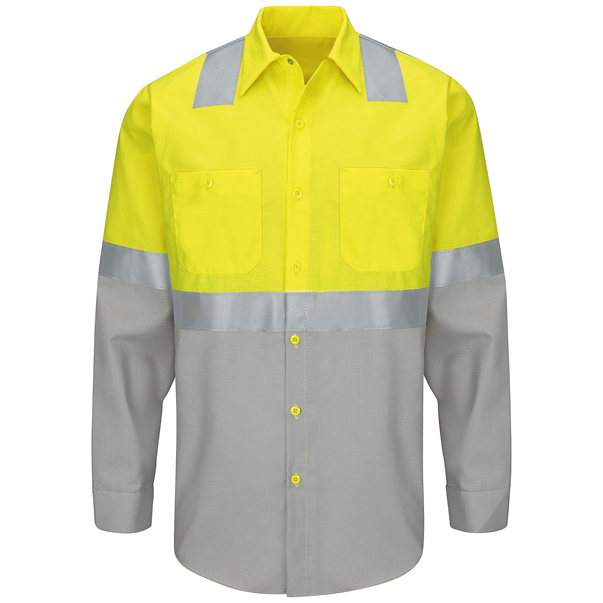 Picture of Red Kap® SY14-COLORBLOCK-C2 Hi-Visibility Long Sleeve Color Block Ripstop Work Shirt - Type R, Class 2
